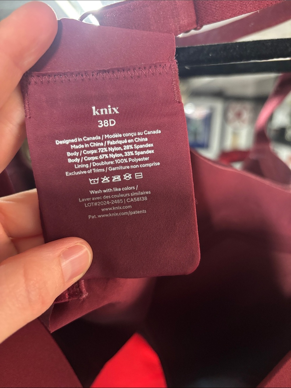 knix Smooth Seamless Bra in Burgundy - Picture 2 of 4